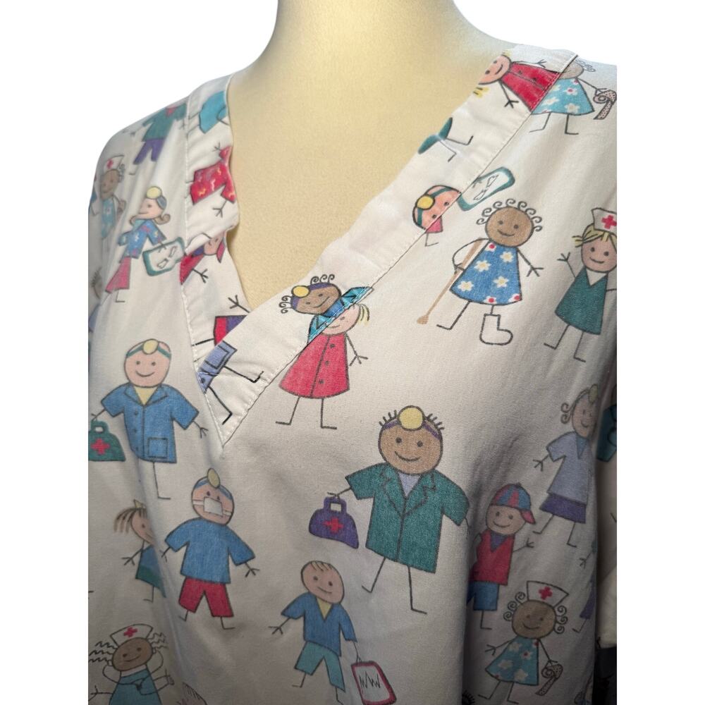 Medline Pediatric Nurse Print Scrub Top, Medical Healthcare, Women's Pus Size 3X